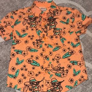 Cat & Jack Orange and Green Kids Button Down Shirt
